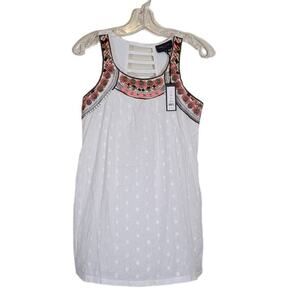 Romeo + Juliet Couture NWT Luka Dress Embroidery Colorful Accents White SZ Small